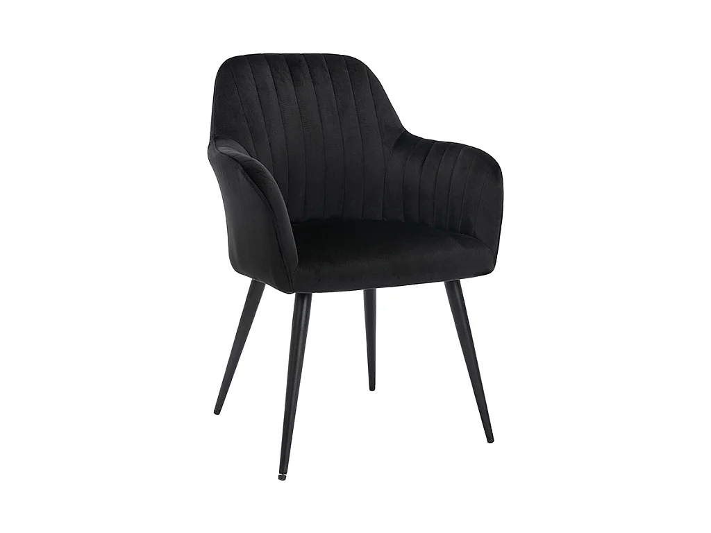 Zestaw 6 krzeseł z podłokietnikami z weluru i czarnego metalu - Czarny - ELEANA
