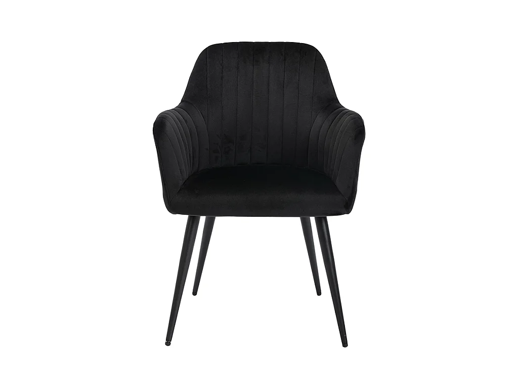 Lot de 6 chaises avec accoudoirs en velours et métal - Noir - ELEANA