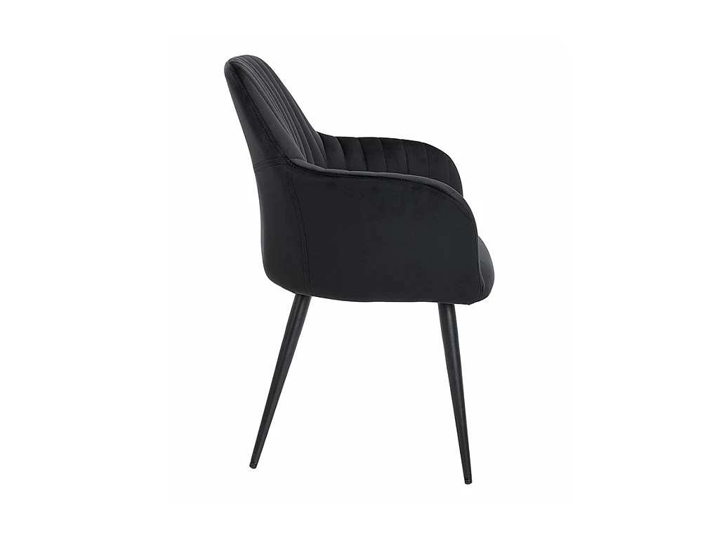 Lot de 6 chaises avec accoudoirs en velours et métal - Noir - ELEANA