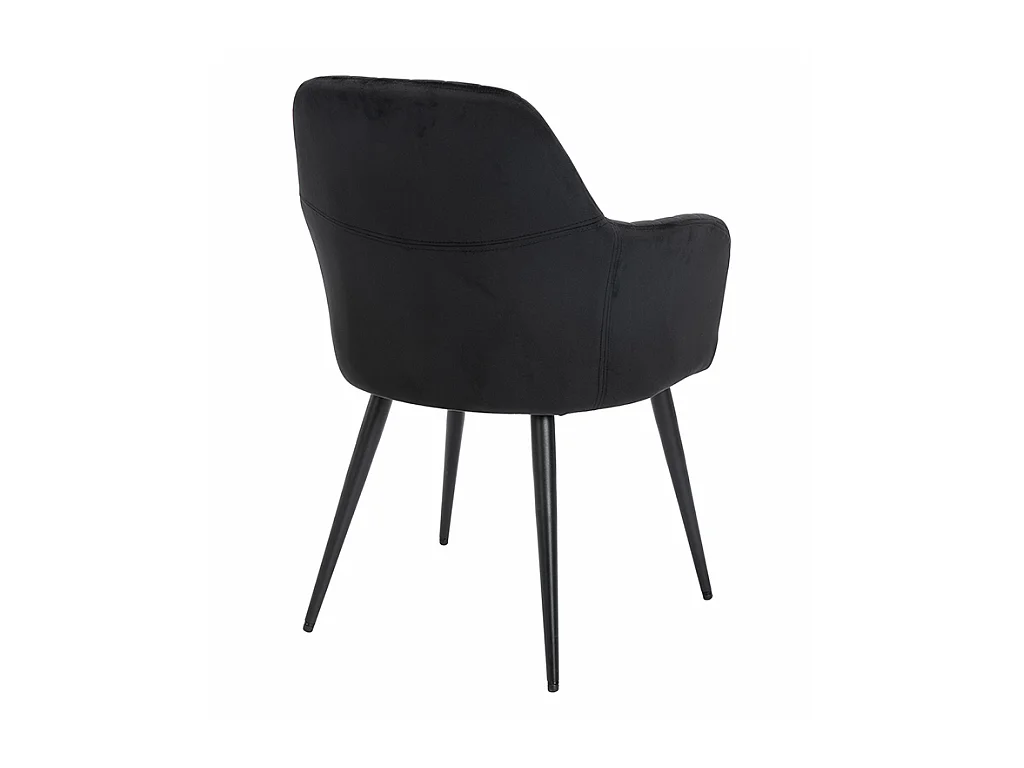 Lot de 6 chaises avec accoudoirs en velours et métal - Noir - ELEANA