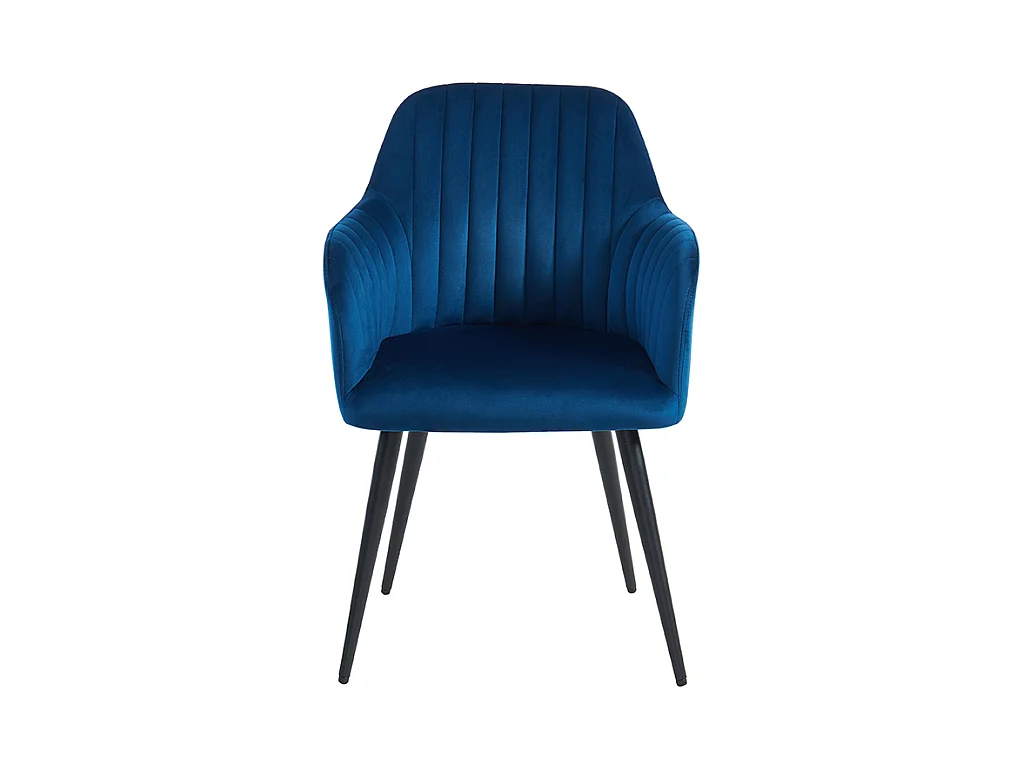 Set van 6 stoelen met fluweel en zwarte metalen leuningen - Blauw - ELEANA