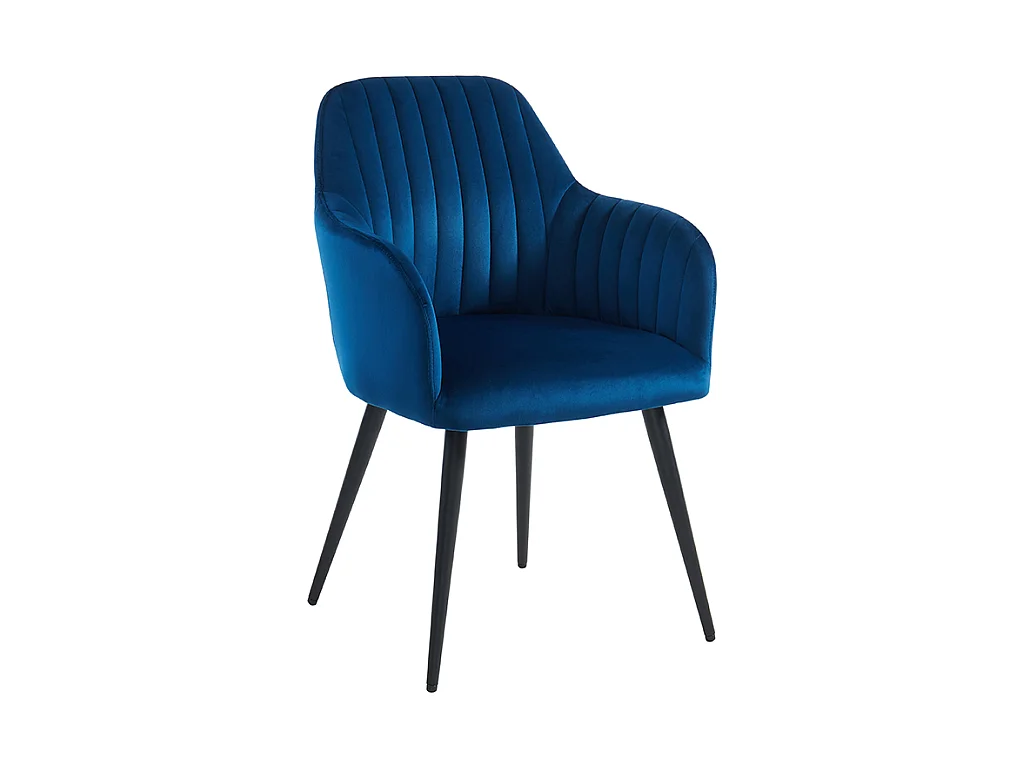Set van 6 stoelen met fluweel en zwarte metalen leuningen - Blauw - ELEANA