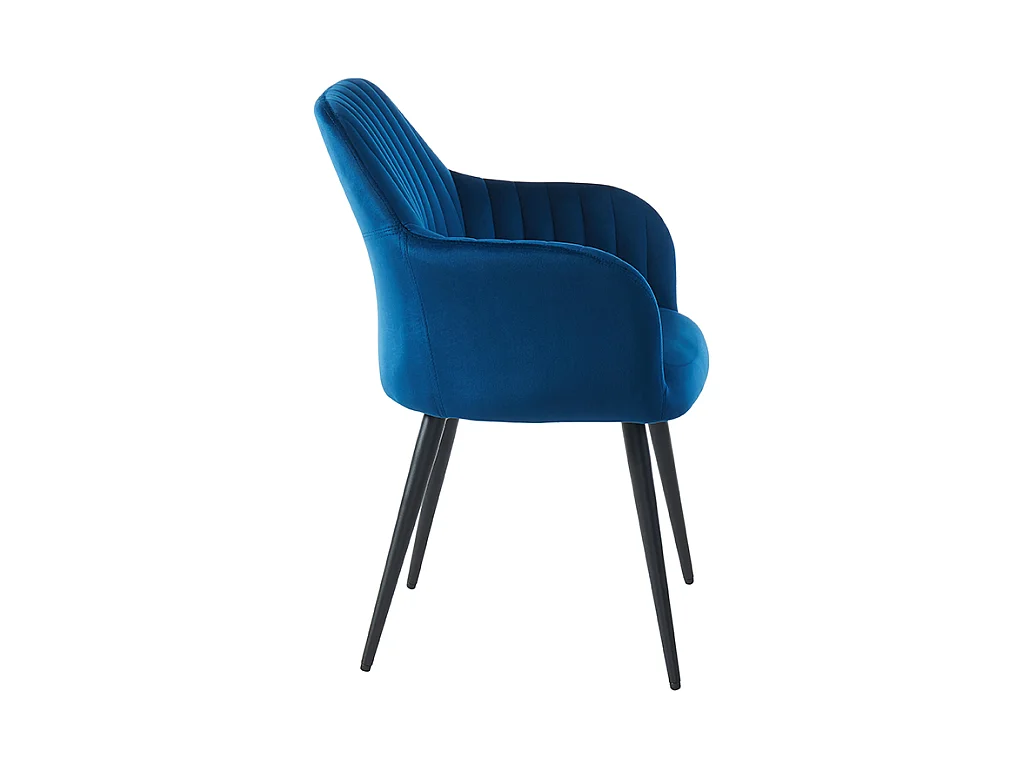 Set van 6 stoelen met fluweel en zwarte metalen leuningen - Blauw - ELEANA
