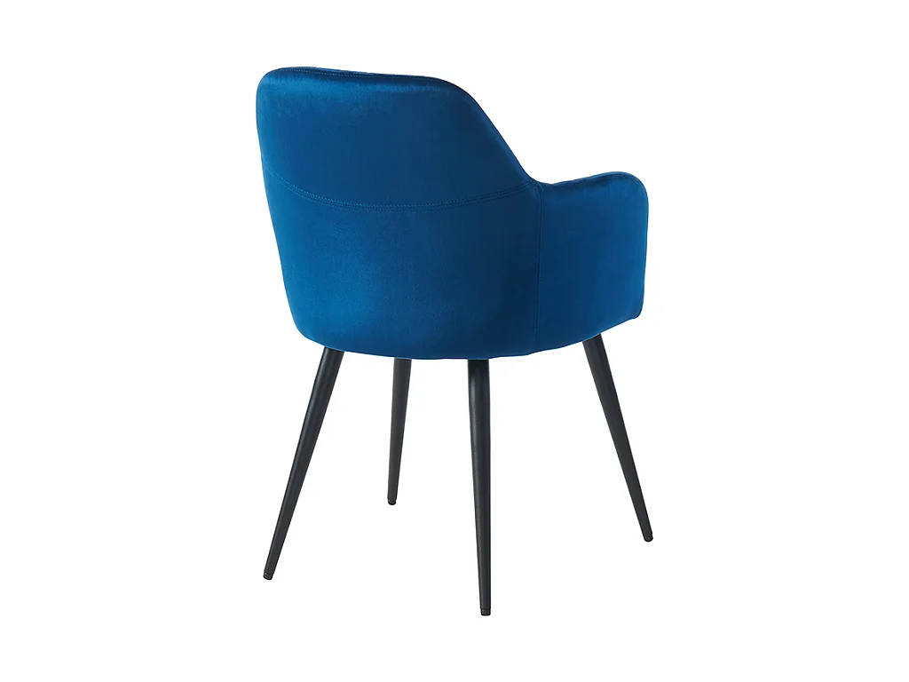 Set van 6 stoelen met fluweel en zwarte metalen leuningen - Blauw - ELEANA