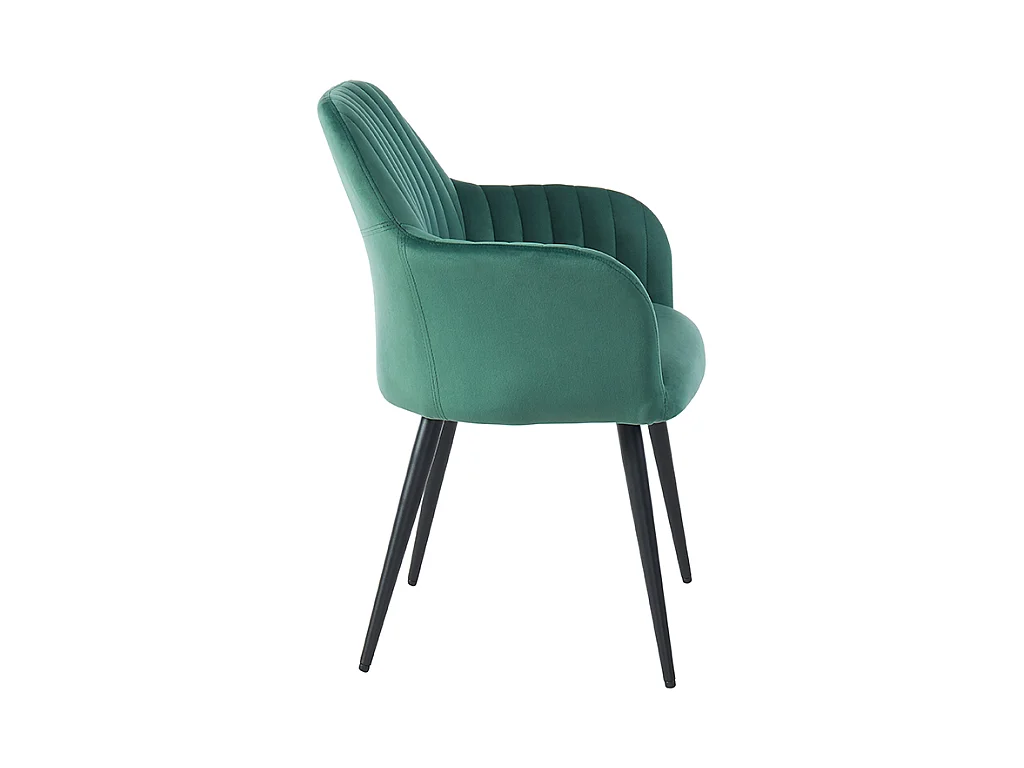 Juego de 6 sillas con brazos de terciopelo y metal negro - Verde - ELEANA