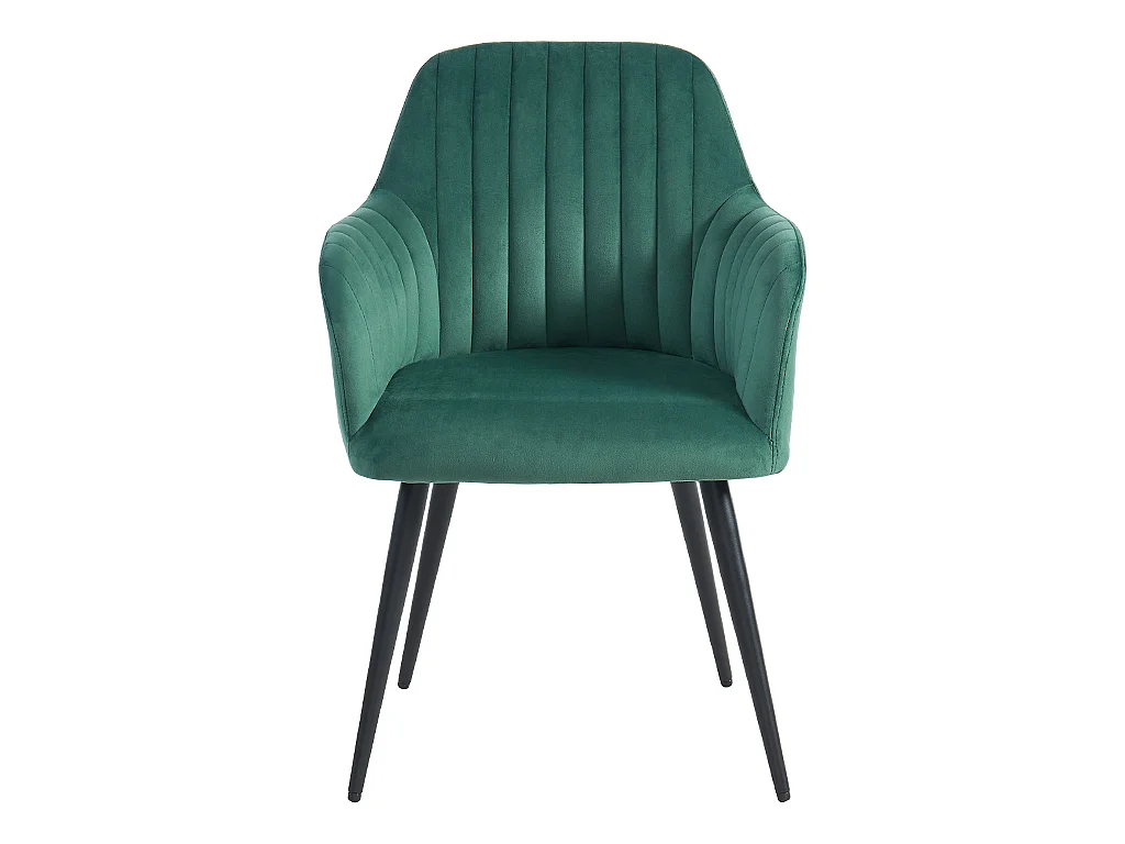 Sett med 6 stoler med armlener i fløyel og sort metall - Grønn - ELEANA