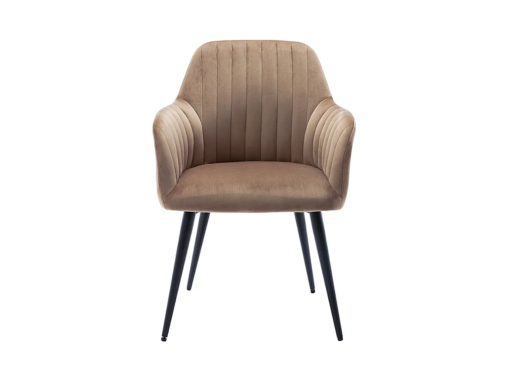 Set van 6 stoelen met fluweel en zwarte metalen leuningen - Beige - ELEANA