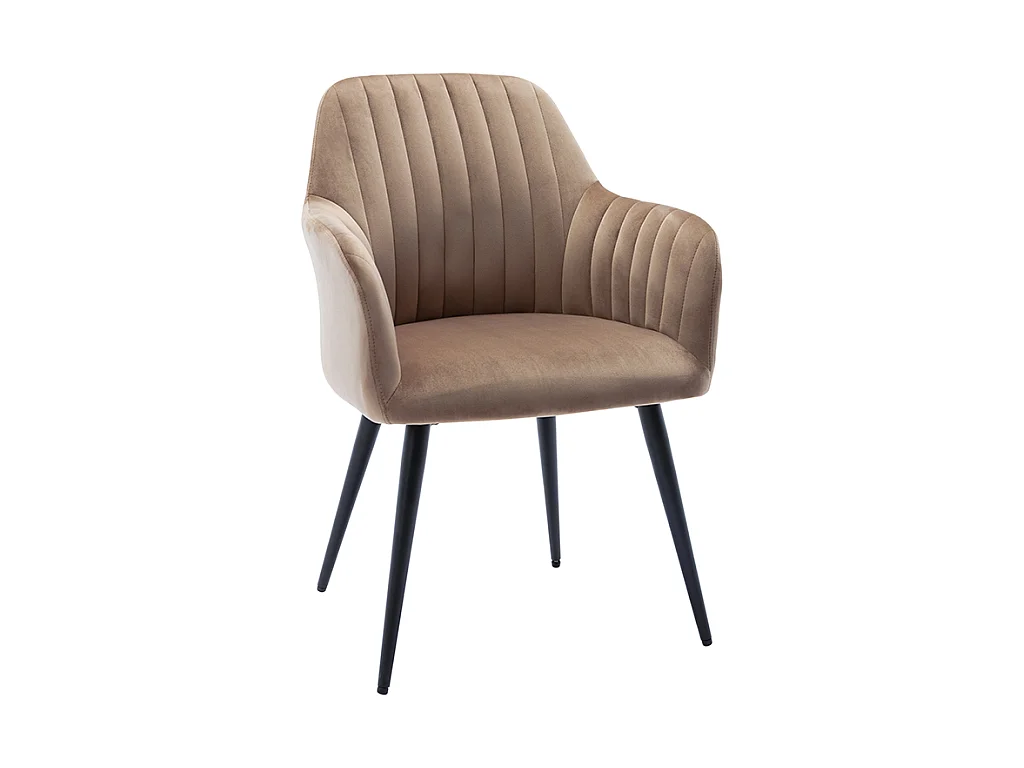 Set van 6 stoelen met fluweel en zwarte metalen leuningen - Beige - ELEANA