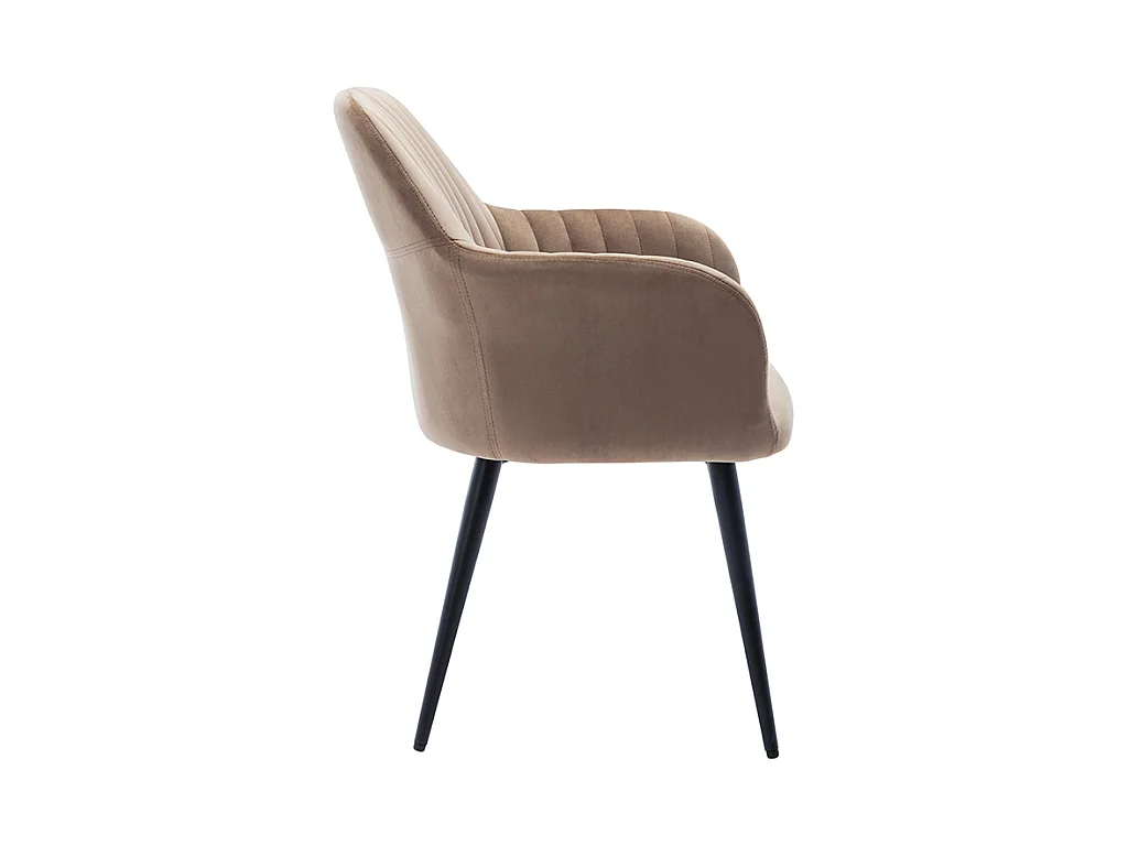 Set van 6 stoelen met fluweel en zwarte metalen leuningen - Beige - ELEANA