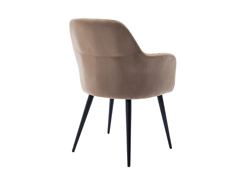 Set van 6 stoelen met fluweel en zwarte metalen leuningen - Beige - ELEANA