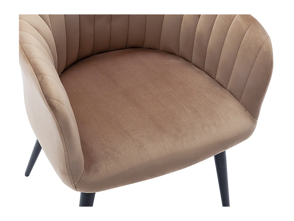 Set van 6 stoelen met fluweel en zwarte metalen leuningen - Beige - ELEANA