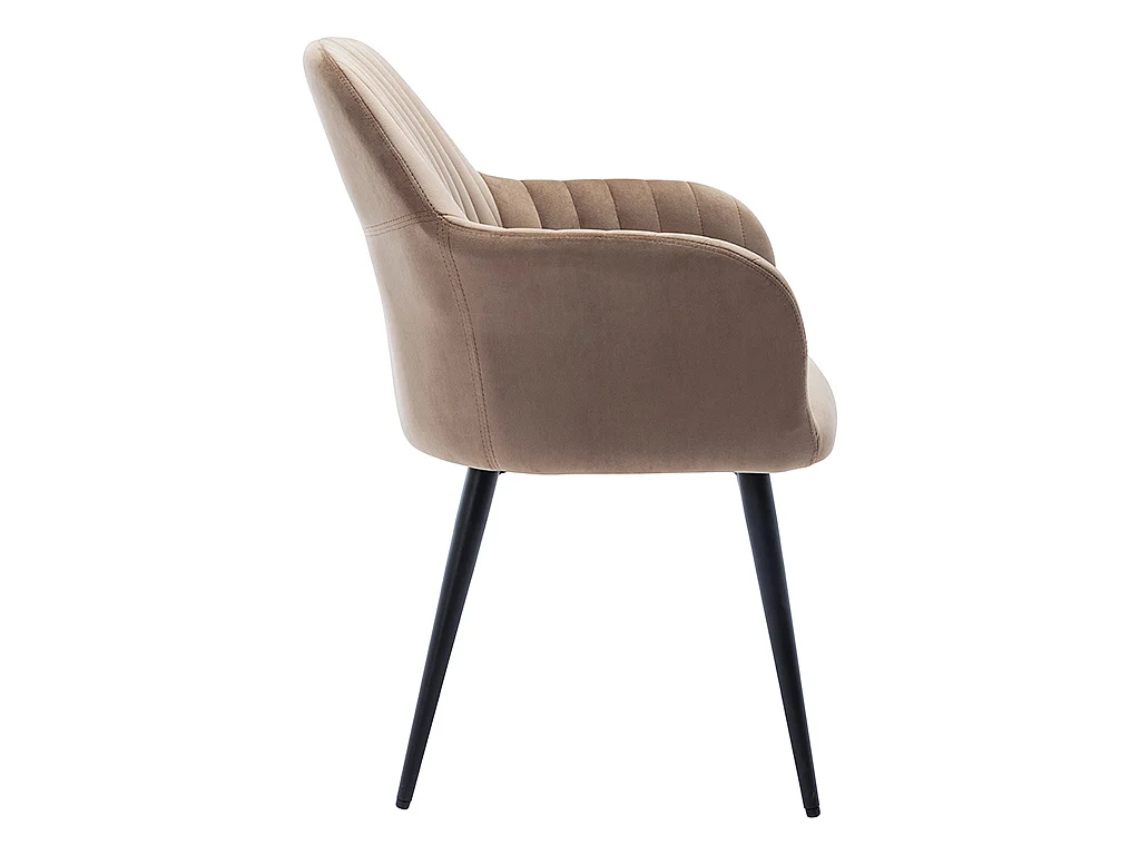 Lot de 6 chaises avec accoudoirs en velours et métal noir - Beige - ELEANA