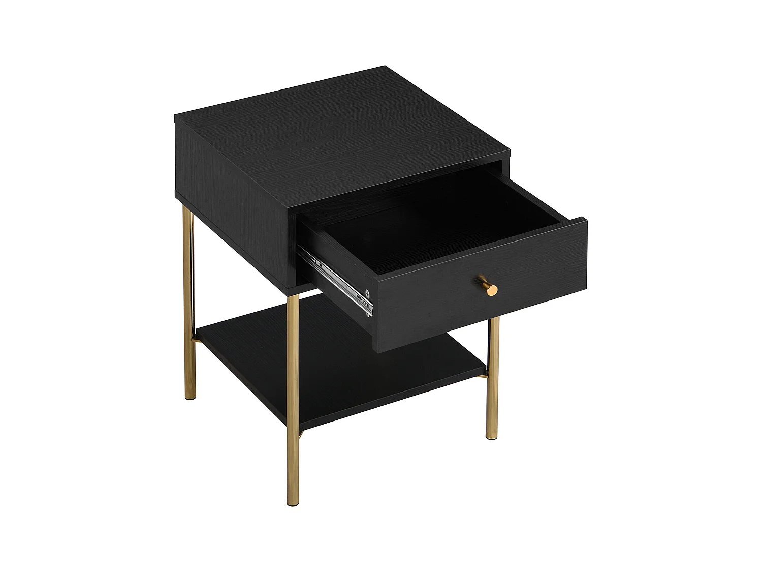 Mesita de noche con 1 cajón - MDF y metal - Negro y dorado - MILAVIA de Pascal Morabito