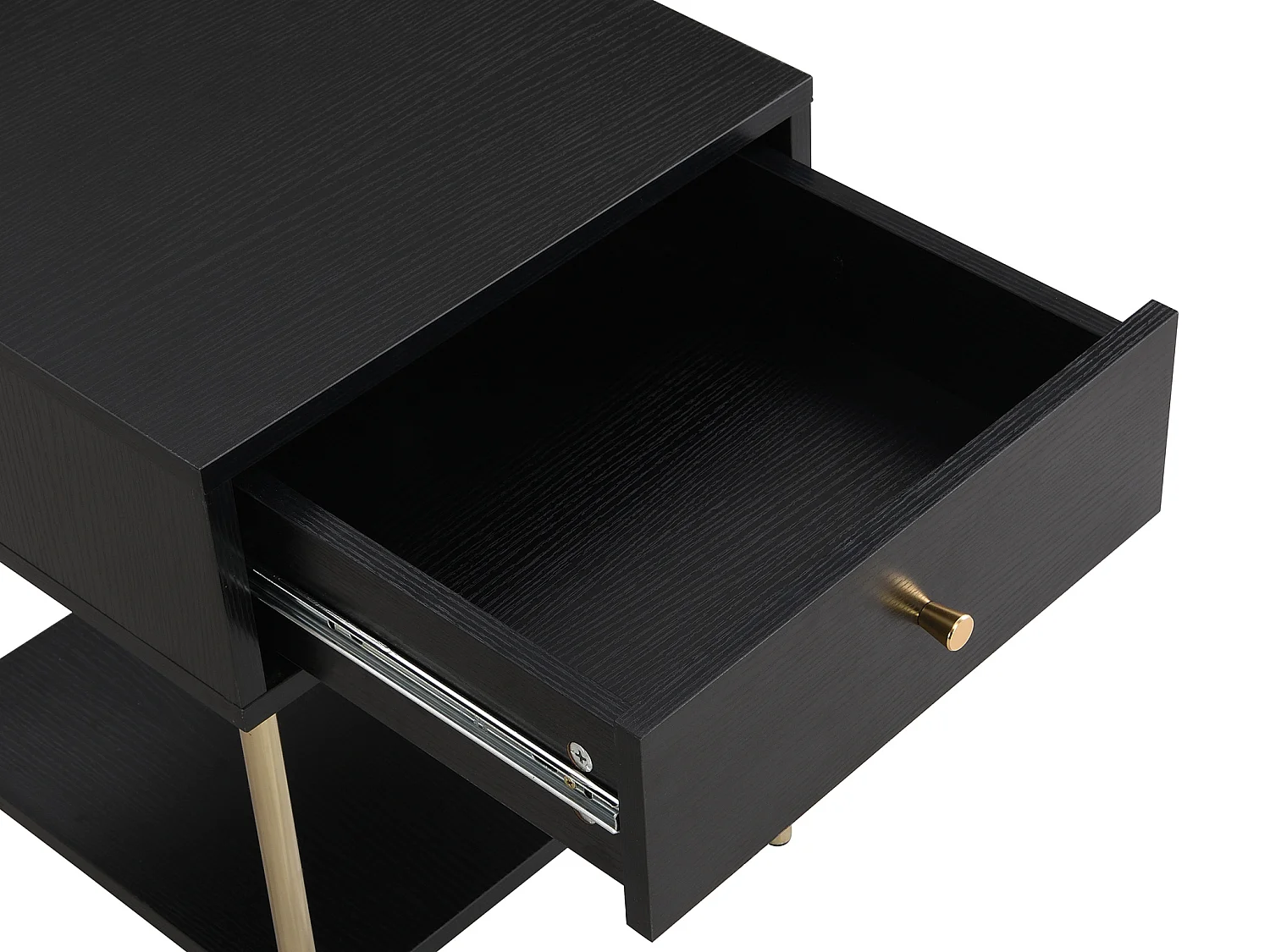 Table de chevet 1 tiroir - MDF et métal - Noir et doré - MILAVIA de Pascal Morabito