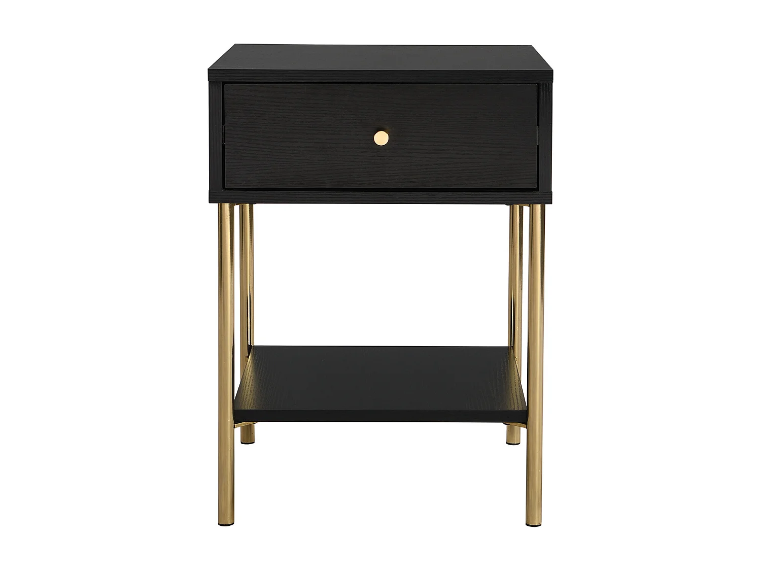 Table de chevet 1 tiroir - MDF et métal - Noir et doré - MILAVIA de Pascal Morabito