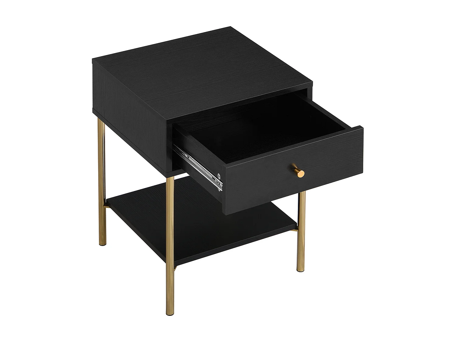 Table de chevet 1 tiroir - MDF et métal - Noir et doré - MILAVIA de Pascal Morabito