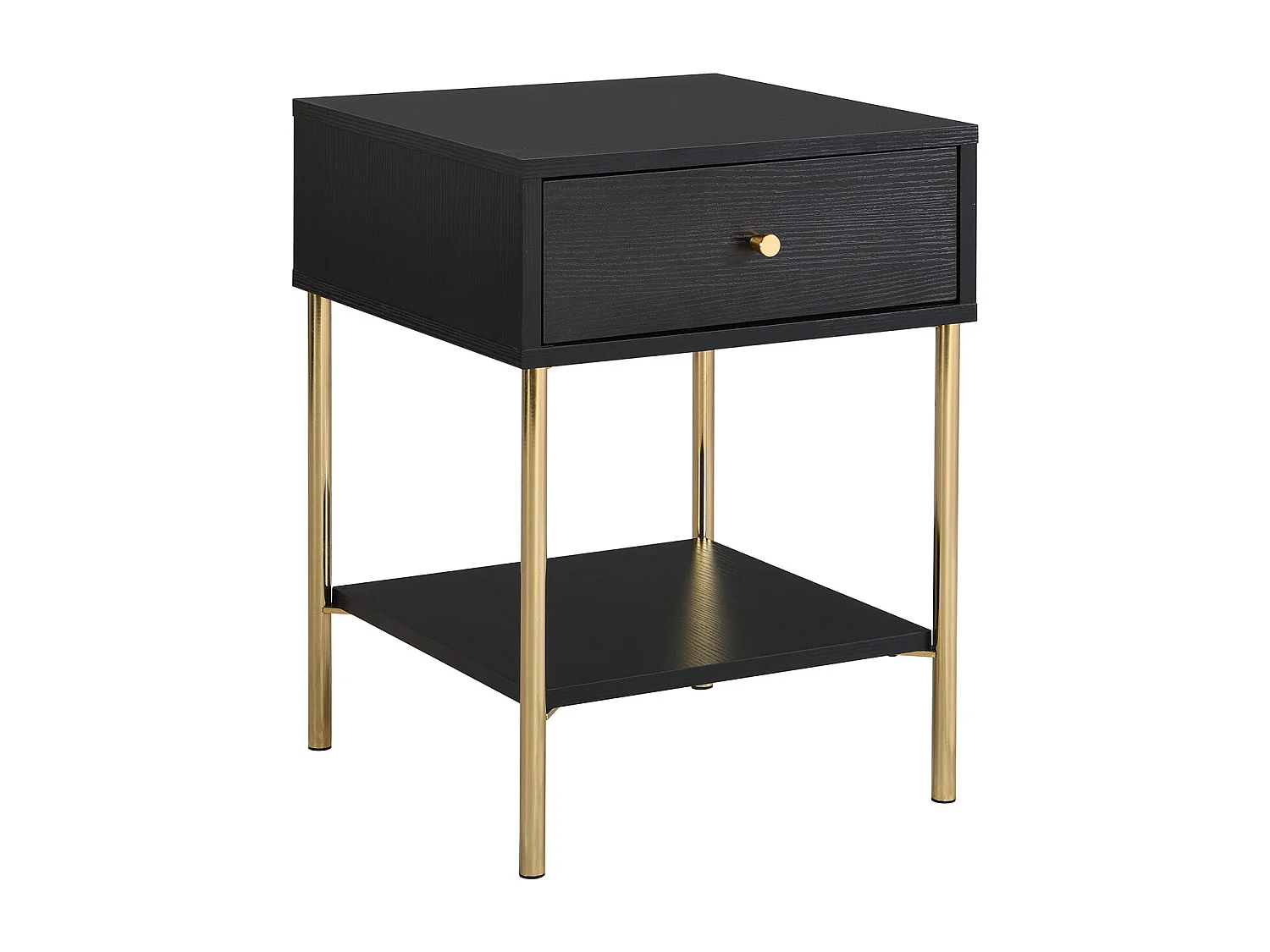 Table de chevet 1 tiroir - MDF et métal - Noir et doré - MILAVIA de Pascal Morabito