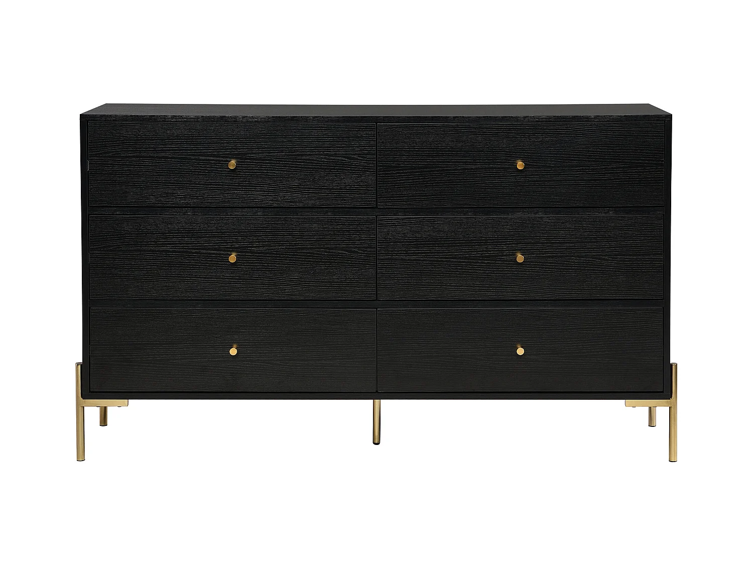 Kommode mit 6 Schubladen - MDF & Metall - Schwarz & Goldfarben - MILAVIA von Pascal Morabito