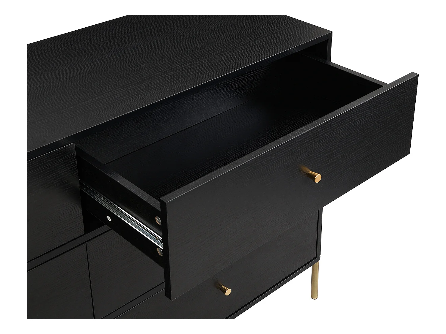 Kommode mit 6 Schubladen - MDF & Metall - Schwarz & Goldfarben - MILAVIA von Pascal Morabito