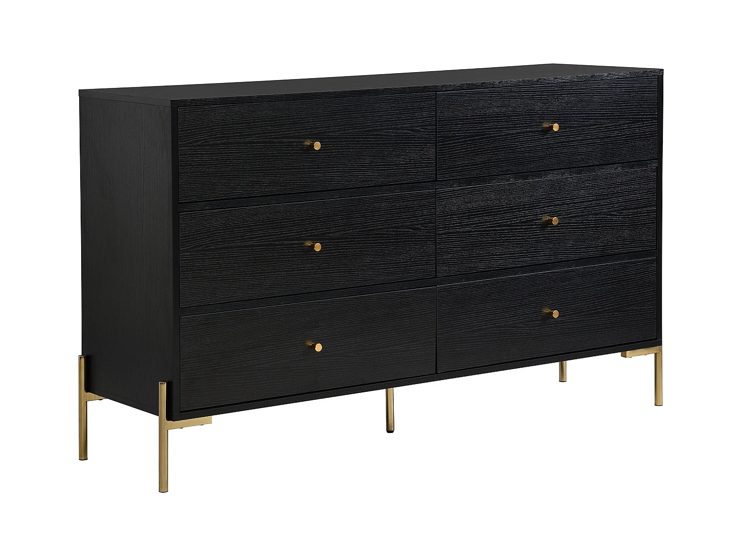 Kommode mit 6 Schubladen - MDF & Metall - Schwarz & Goldfarben - MILAVIA von Pascal Morabito