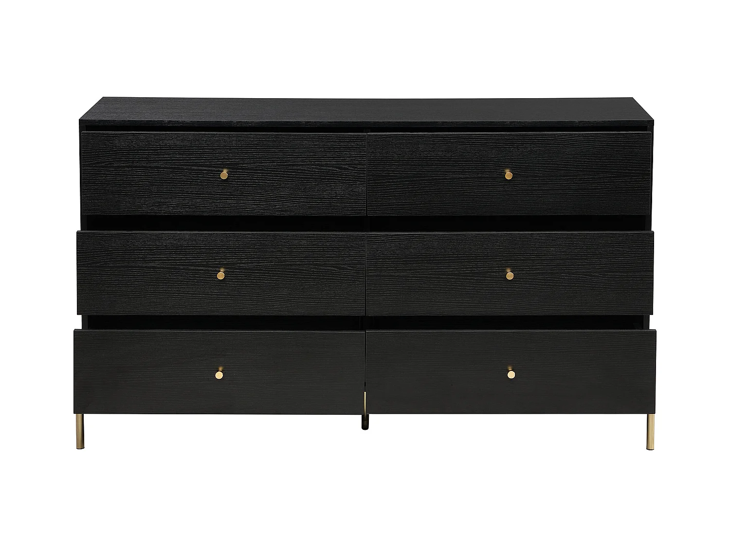 Kommode mit 6 Schubladen - MDF & Metall - Schwarz & Goldfarben - MILAVIA von Pascal Morabito