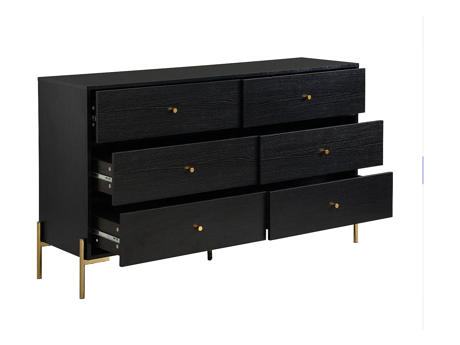 Cómoda 6 cajones - MDF y metal - Negro y dorado - MILAVIA de Pascal Morabito