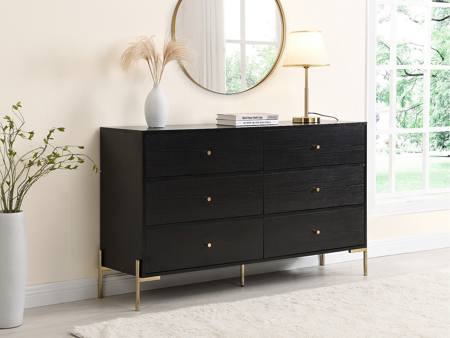 Vente-unique Kommode Mit 6 Schubladen - Mdf & Metall - Schwarz & Goldfarben - Milavia Von Pascal Morabito