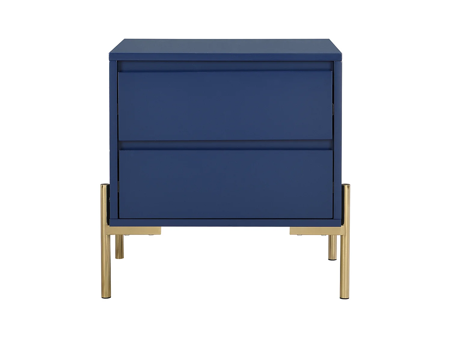 Nachttisch mit 2 Schubladen - MDF & Metall - Blau lackiert & Goldfarben - KORASA von Pascal Morabito