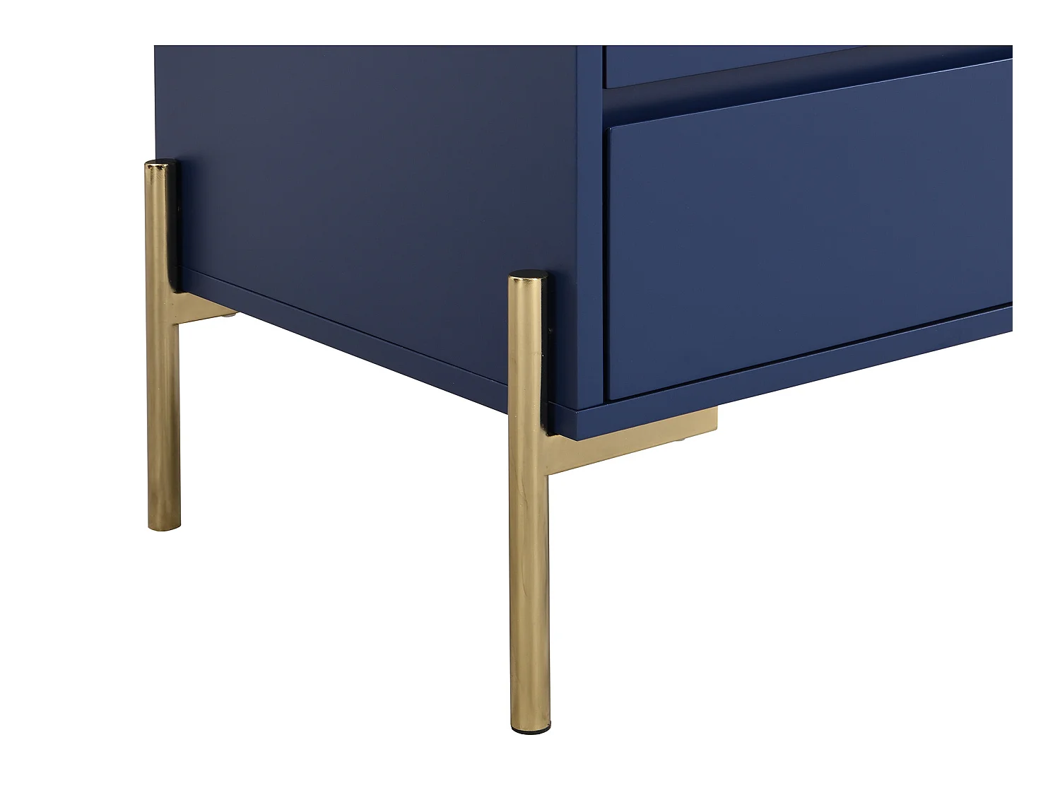 Nachttisch mit 2 Schubladen - MDF & Metall - Blau lackiert & Goldfarben - KORASA von Pascal Morabito