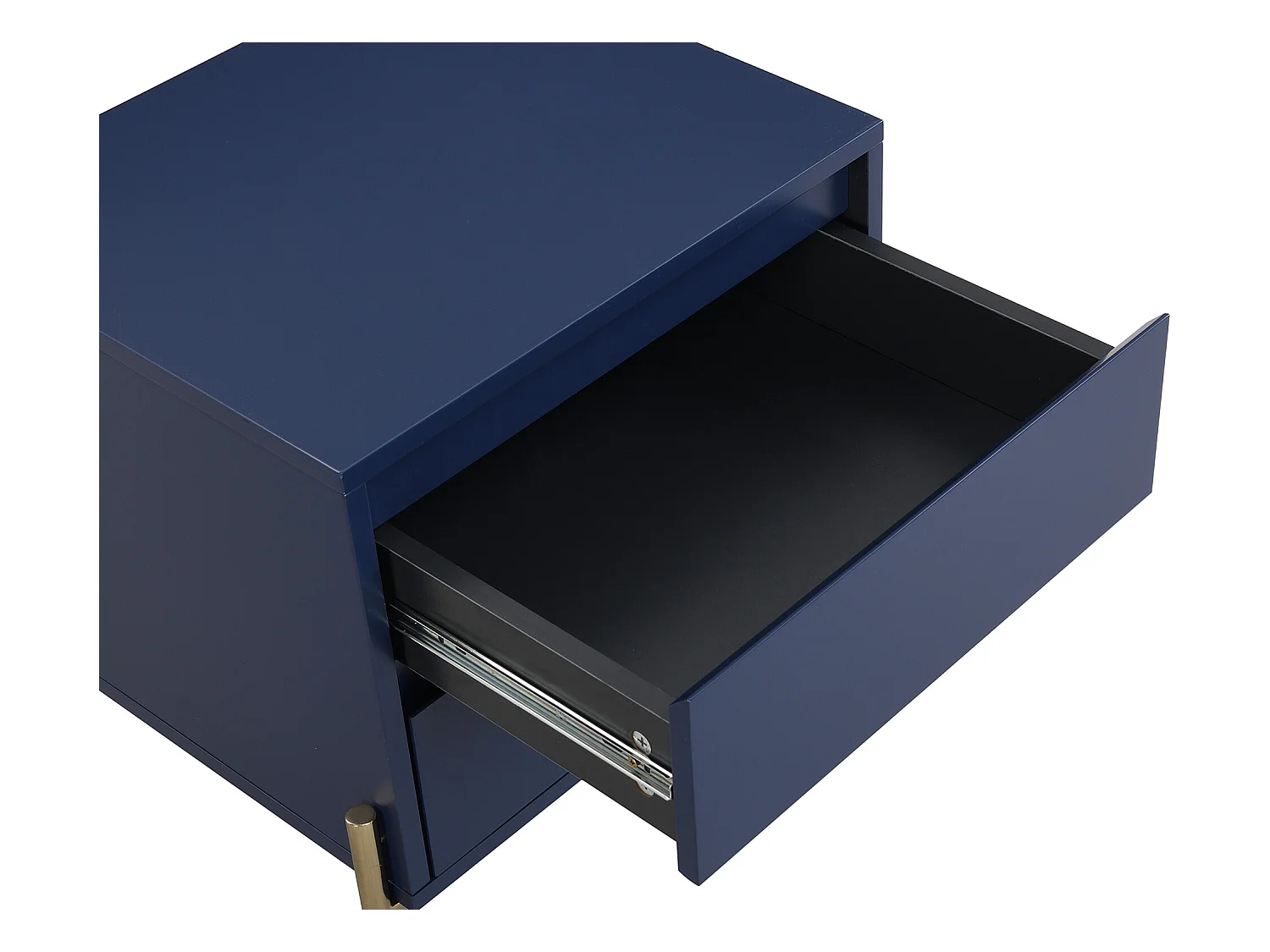 Nachttisch mit 2 Schubladen - MDF & Metall - Blau lackiert & Goldfarben - KORASA von Pascal Morabito