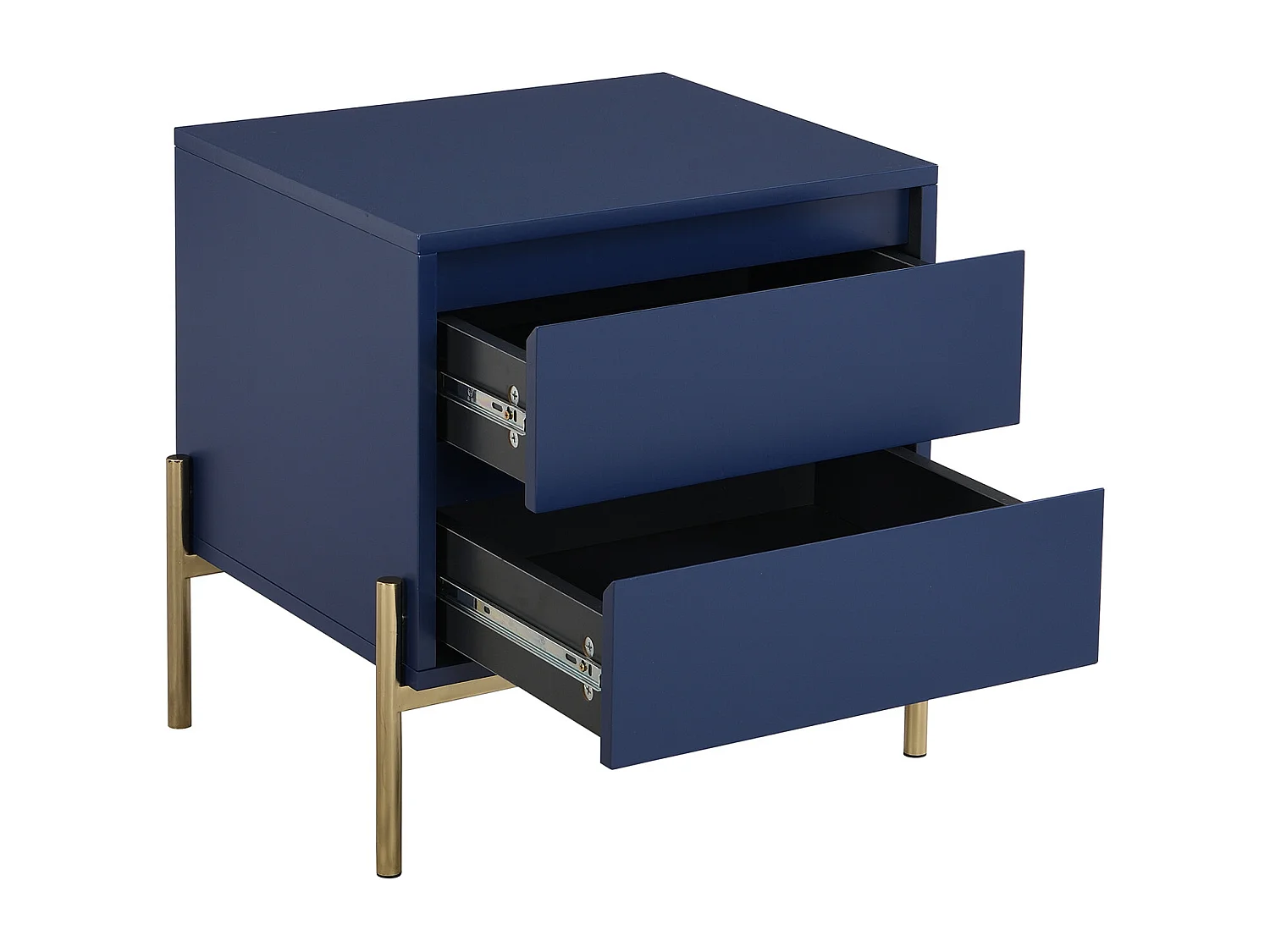 Sängbord med 2 lådor - MDF och metall - Lackerad blå och guld - KORASA från Pascal Morabito