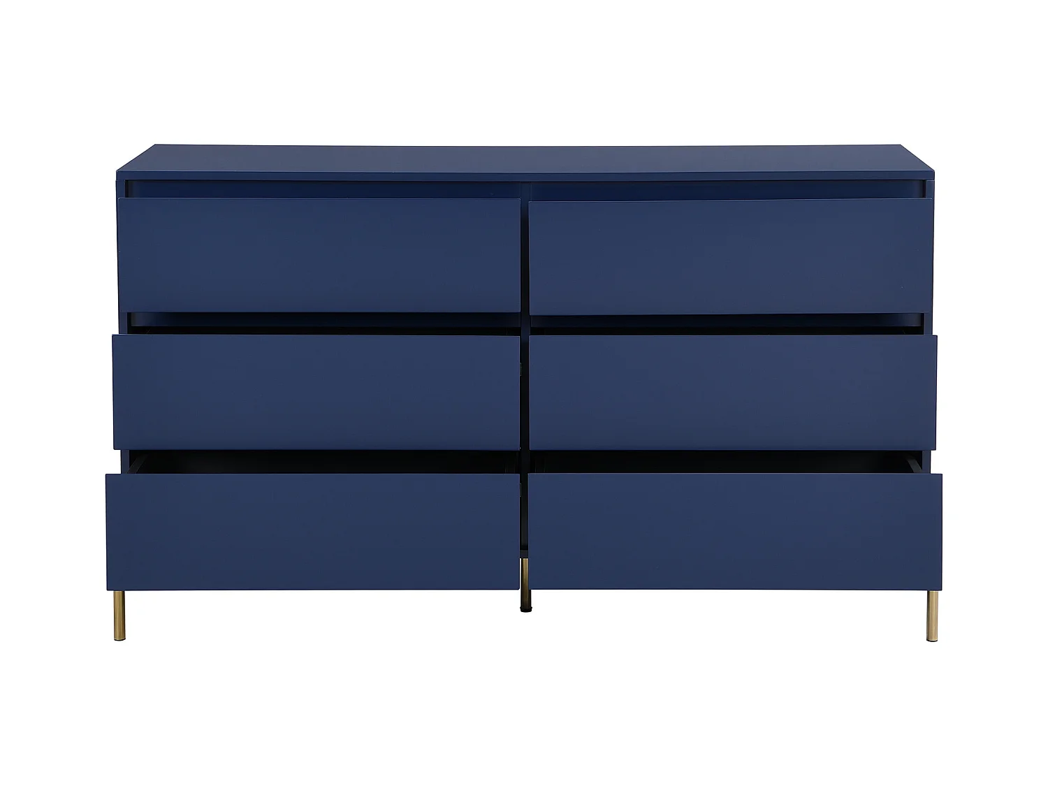 Commode 6 tiroirs - MDF et métal - Bleu laqué et doré - KORASA de Pascal Morabito