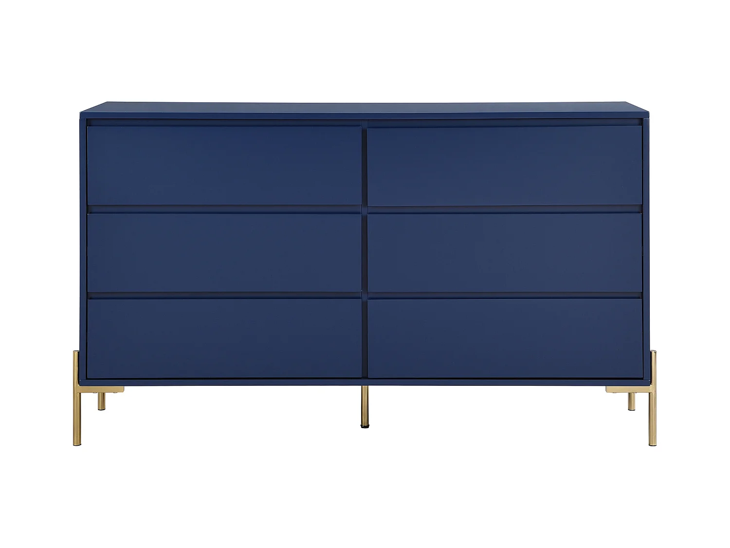 Commode 6 tiroirs - MDF et métal - Bleu laqué et doré - KORASA de Pascal Morabito