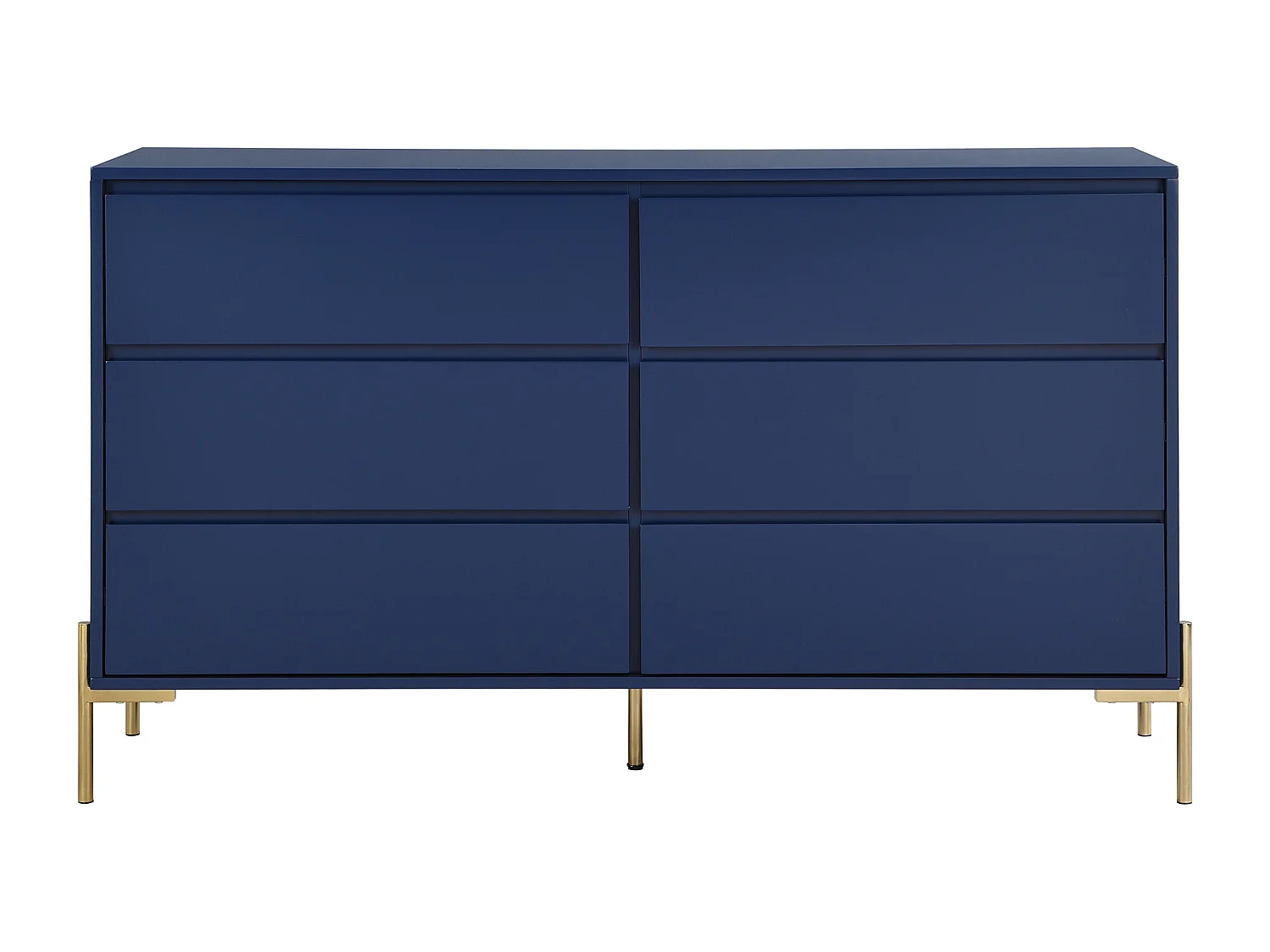 Ladekast met 6 lades - Mdf en metaal - Blauw gelakt en goud - KORASA van Pascal Morabito