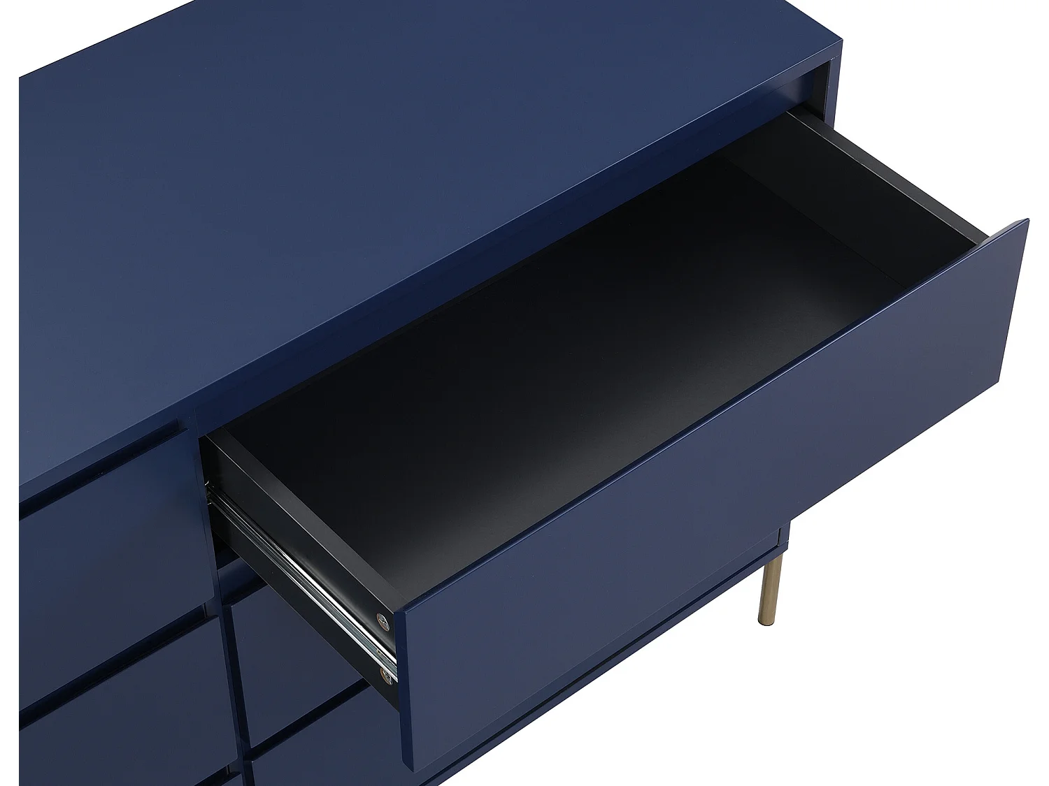 Ladekast met 6 lades - Mdf en metaal - Blauw gelakt en goud - KORASA van Pascal Morabito