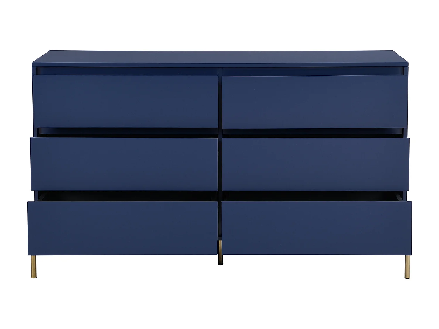 Ladekast met 6 lades - Mdf en metaal - Blauw gelakt en goud - KORASA van Pascal Morabito