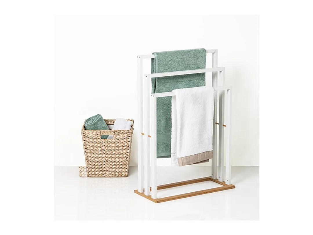 Porte-Serviettes Bois "Bambou" Blanc