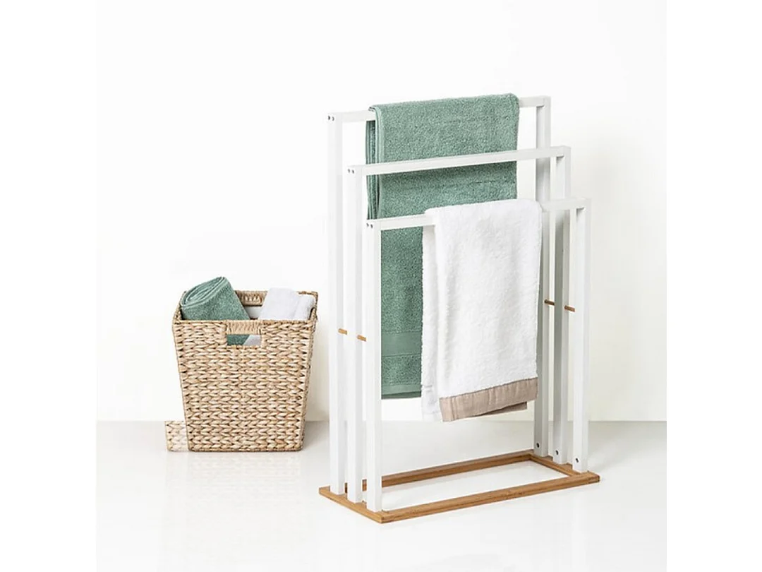 Porte-Serviettes Bois "Bambou" Blanc