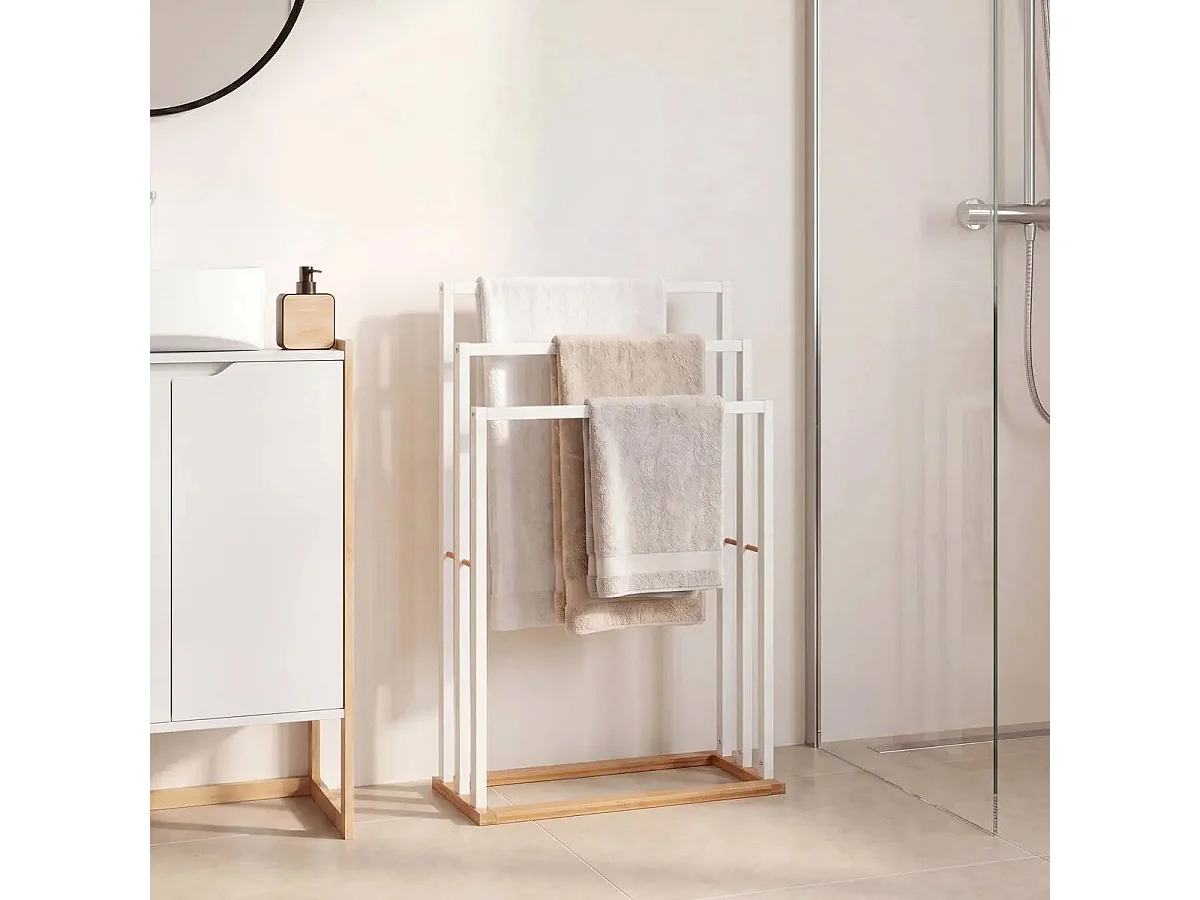 Porte-Serviettes Bois "Bambou" Blanc