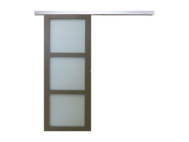 Porte Coulissante Marron Ral7006 Vitree H204 X L83 + Rail Alu Gd Menuiseries