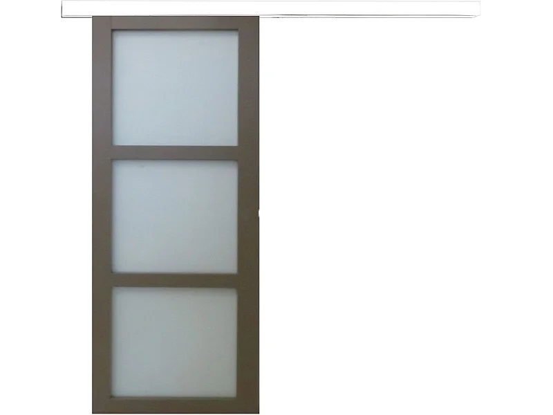 Puerta corredera de cristal 204x73 con carril blanco