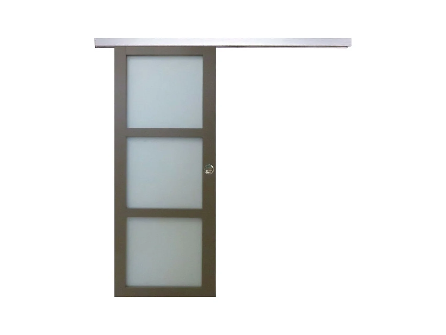 Porte Coulissante Marron Ral7006 Vitree H204 X L73 + Rail Alu Et Coquilles Gd Menuiseries