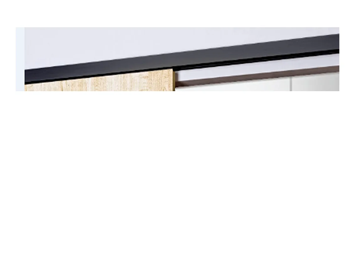 Porte Coulissante Telia Noir Vitree H204 X L73 + Rail Alu Bandeau Noir Gd Menuiseries