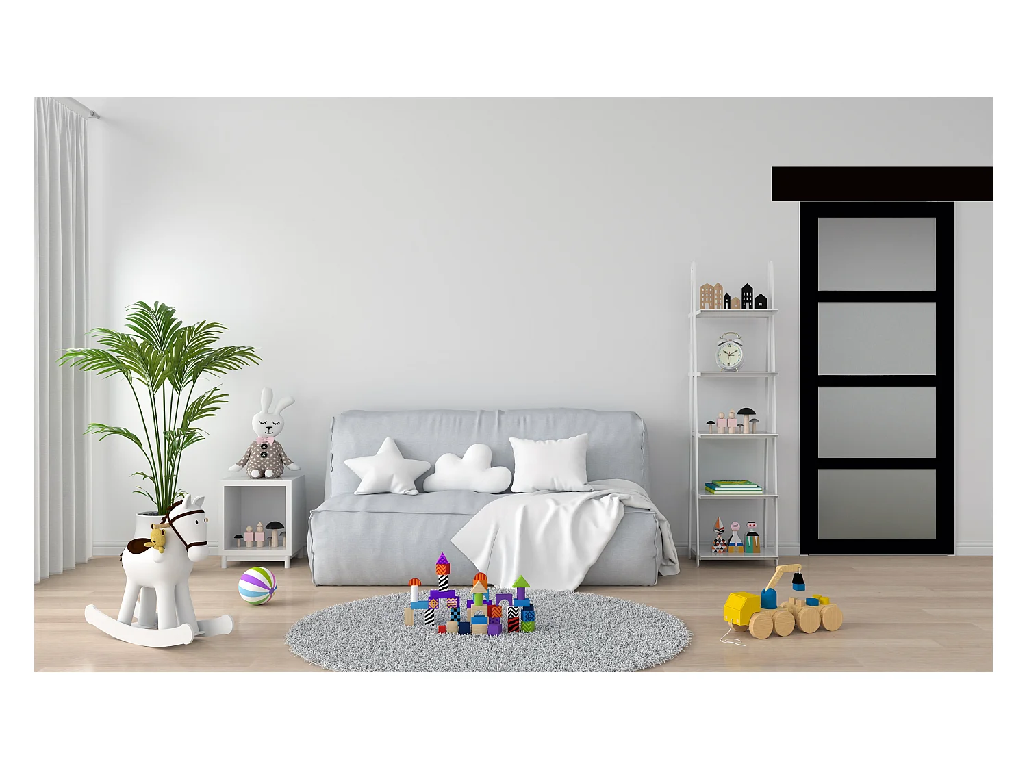 Porte Coulissante Telia Noir Vitree H204 X L73 + Rail Alu Bandeau Noir Gd Menuiseries