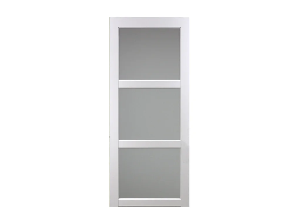 Porte Coulissante Kenya Blanc Vitree H204 X L83 + Systeme Galandage Et Kit Finition Inclus Gd Menuiseries