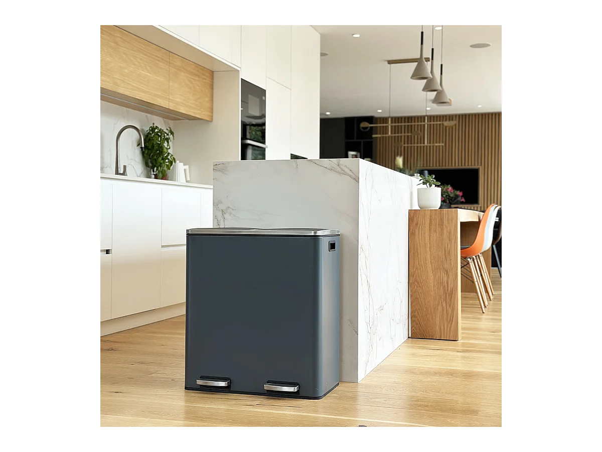 Poubelle de tri sélectif MAJOR Gris Acier inoxydable 60 L