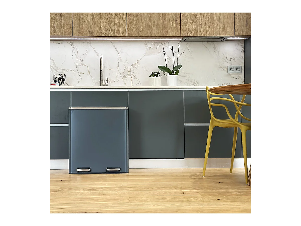 Poubelle de tri sélectif MAJOR Gris Acier inoxydable 60 L