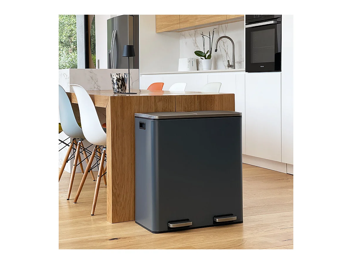 Poubelle de tri sélectif MAJOR Gris Acier inoxydable 60 L