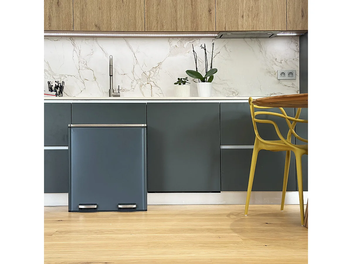 Poubelle pédale tri sélectif MAJOR gris 60L