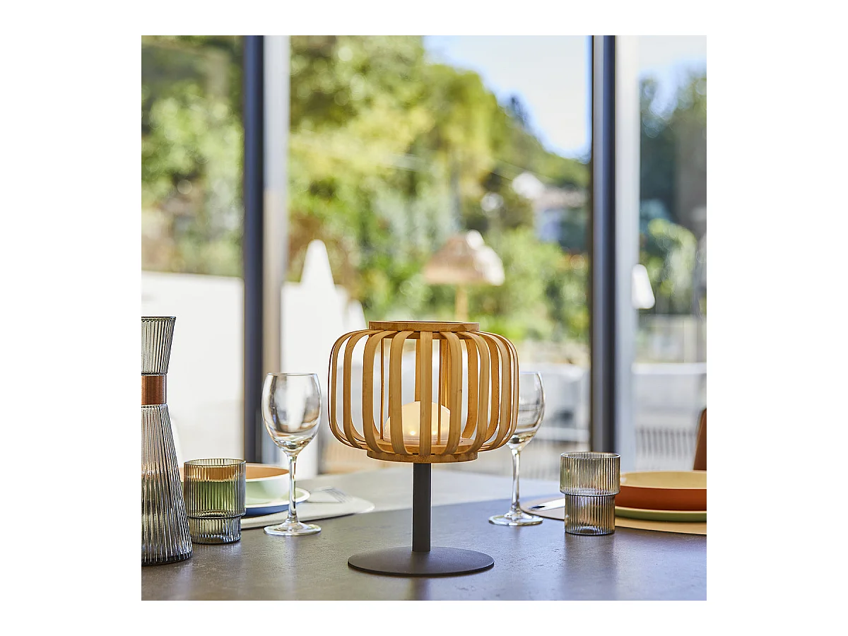 Lampe de table sans fil STANDY BAMBOU Beige bambou H25cm